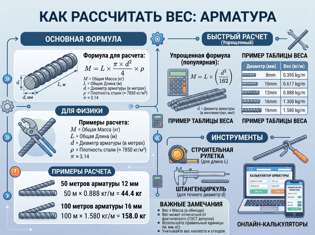Как рассчитать вес: формулы и инструменты расчет веса арматуры.jpeg