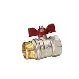 Кран шаровой латунный никель Temper Ду 25 (1”) PN40, ВН/НР, бабочка 8825ВНБ140, DN 25, 1 дюйм