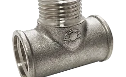Тройник латунь никель переходной Ду 15 (1/2") ВР/НР/ВР Valfex VF.132.N.012, DN 15, 1/2 дюйма