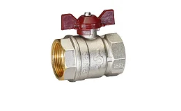 Кран шаровой латунный никель Temper Ду 32 (1 1/4”) PN25, ВН/ВН, бабочка 8832ВВБ11425, DN 32