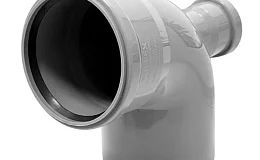 Отвод PP-H с выходом фронтально-тыльный серый Дн 110х50х87гр б/нап в/к VALFEX 23124150