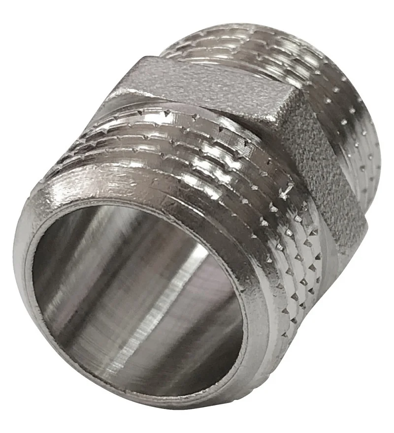 Ниппель латунь никель Ду 32 (1 1/4") НР VALFEX VF.582.N.114, DN 32
