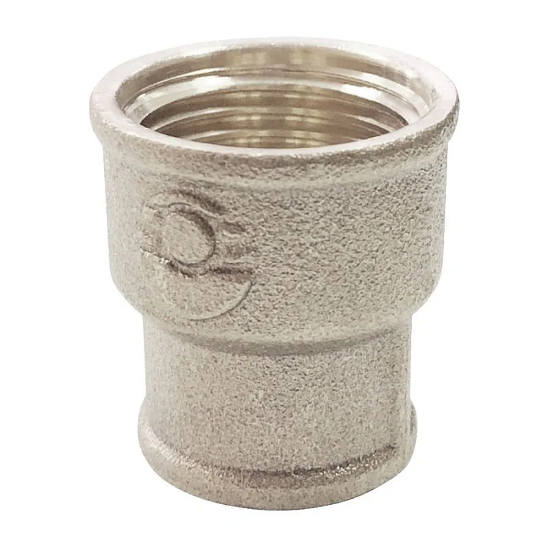 Муфта латунь никель переходная Ду 32х25 (1 1/4"х1") ВР/ВР VALFEX VF.240.N.114.100, DN 32