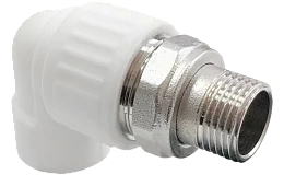 Угольник PP-R комбинированный разъемный белый НР Дн 25х3/4" для радиатора VALFEX 10238034