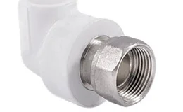 Угольник PP-R комбинированный белый с накидной гайкой Дн 20x1/2" RTP (РосТурПласт) 14265
