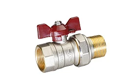 Кран шаровой латунный никель Temper Ду 20 (3/4”) PN40, ВР/НР американка, бабочка 8820ВАБ3440, DN 20, 3/4 дюйма