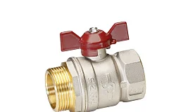 Кран шаровой латунный никель Temper Ду 32 (1 1/4”) PN25, ВН/НР, бабочка 8832ВНБ11425, DN 32