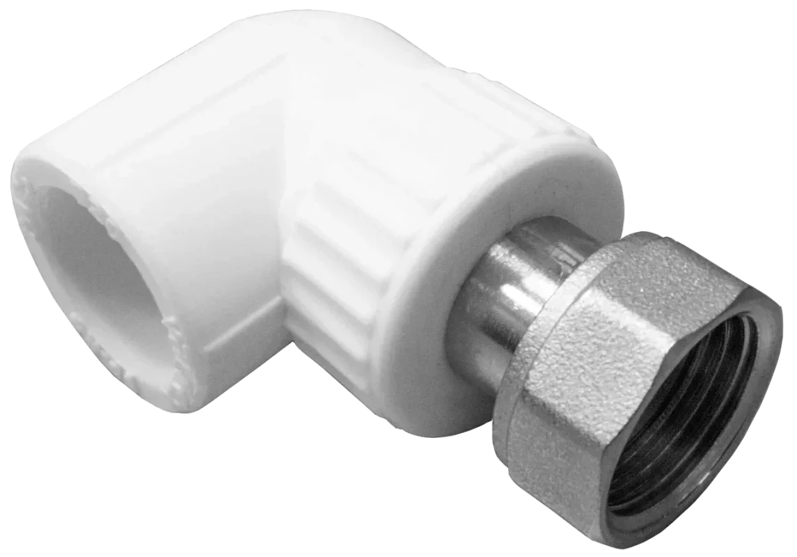 Угольник PP-R комбинированный белый с накидной гайкой Дн 20х1/2" VALFEX 10138020