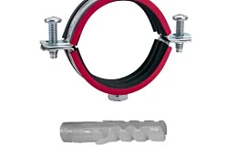 Хомут трубный сталь оц с резин прокл 1" (Дн 32-35) ±2мм М8 в/к винт-шуруп, дюбель  (1 шт.) МС