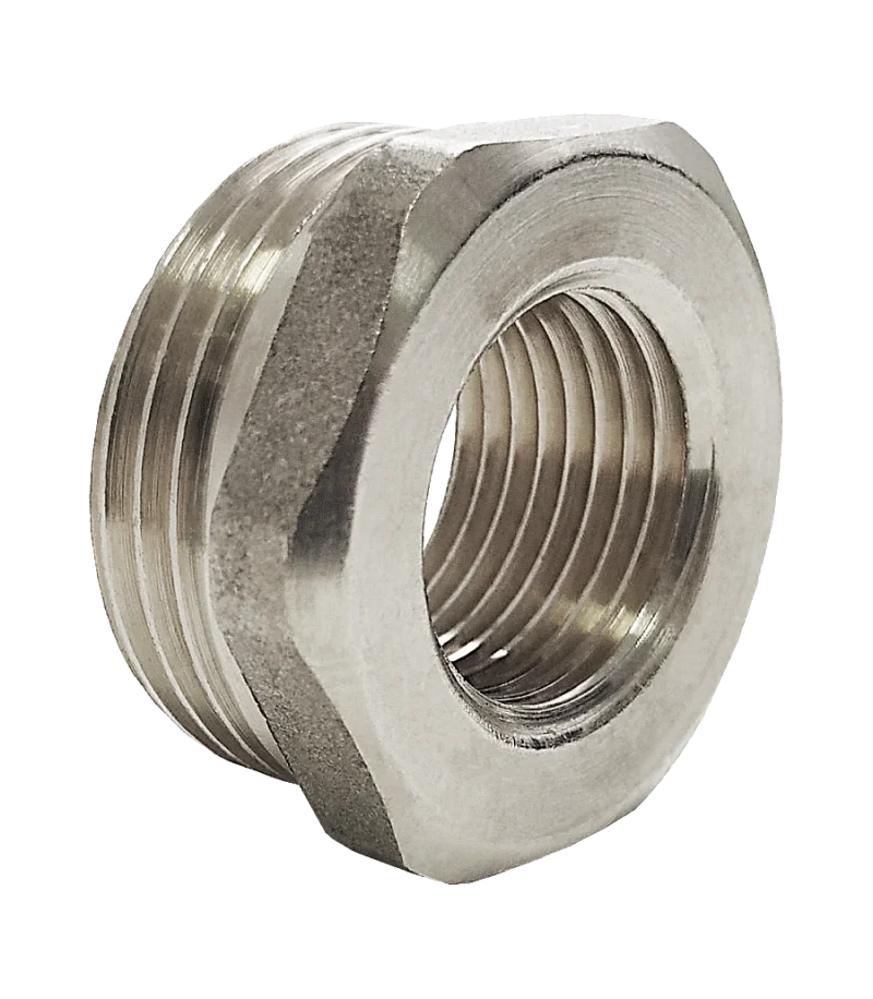 Футорка латунь никель Ду 10х8 (3/8"х1/4") НР/ВР Valfex VF.581.N.038.014, DN 10