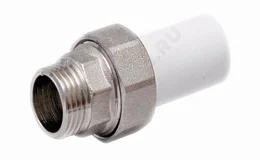 Муфта PP-R комбинированная разъемная белая наруж пайка/НР Дн 25x3/4" RTP (РосТурПласт) 14288