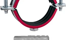 Хомут трубный сталь оц с резин прокладк 2 1/2" (Дн 74-80) ±2мм М8 в/к винт-шуруп, дюбель BILTI