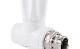 Клапан (вентиль) PP-R запорный белый НР Дн 20x1/2" Ру25 прямой для радиатора RTP (РосТурПласт) 10531