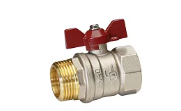 Кран шаровой латунный никель Temper Ду 25 (1”) PN40, ВН/НР, бабочка 8825ВНБ140, DN 25, 1 дюйм