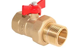 Кран шаровой латунь Практик 132 Ду25 Ру16 ВР/американка бабочка ГАЛЛОП 103264, DN 25, 1 дюйм