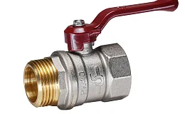 Кран шаровой латунный никель Temper Ду 25 (1”) PN40, ВН/НР, рычаг 8825ВНР140, DN 25, 1 дюйм