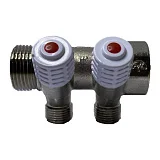 Коллектор  лат нк 3/4" ВР/НР на 2 вых 1/2" НР с регул клап Пензапромарматура 00422013