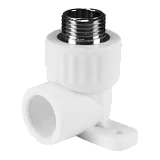 Угольник PP-R комбинированный белый НР Дн 25х1/2" с креплением VALFEX 10121025