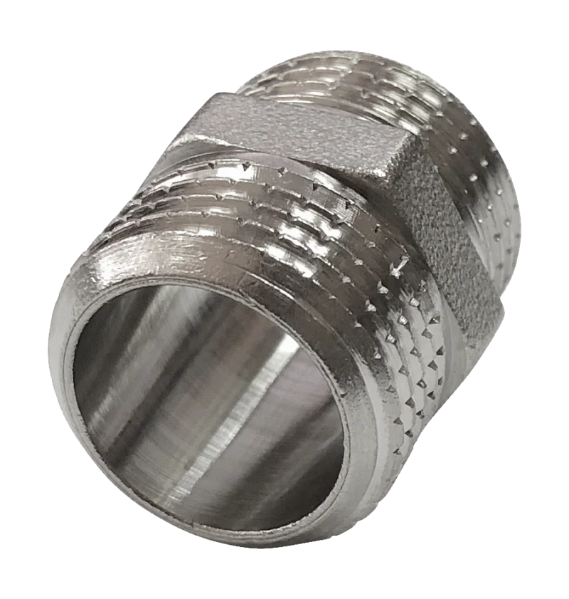 Ниппель латунь никель Ду 20 (3/4") НР Valfex VF.582.N.034, DN 20, 3/4 дюйма