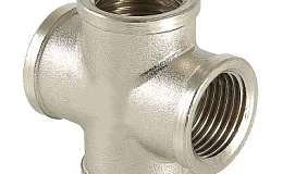 Крест латунь никель Ду 20 (3/4") ВР VALFEX VF.760.N.034, DN 20, 3/4 дюйма