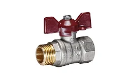 Кран шаровой латунный никель Temper Ду 15 (1/2”) PN40, ВН/НР, бабочка 8815ВНБ1240, DN 15, 1/2 дюйма