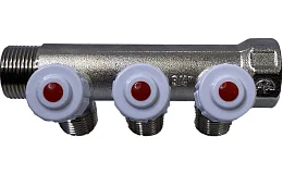 Коллектор лат нк 1" ВР/НР на 3 вых 1/2" НР с регул клап Пензапромарматура 00532013