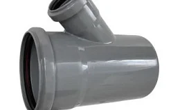 Тройник PP-H переходной серый Дн 50х40х45гр б/нап в/к VALFEX 22050040