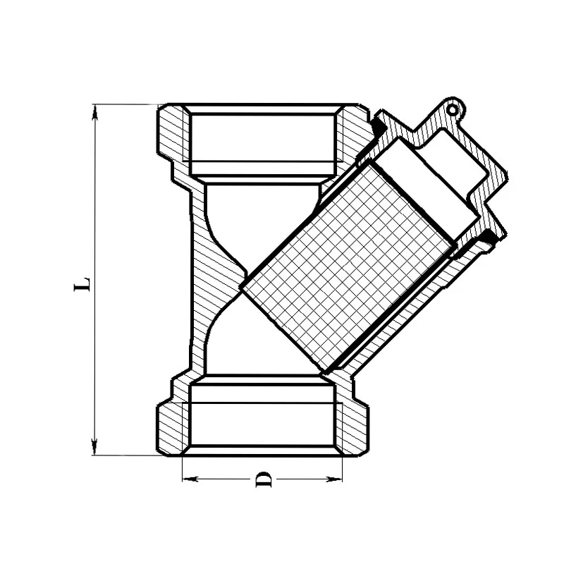 Фильтр сетчатый Y-обр латунь Ду 40 Ру16 G1 1/2" ВР ФСО со сливной пробкой Цветлит ZW40016, DN 40