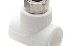 Тройник PP-R комбинированный белый с накидной гайкой Дн 25x3/4" RTP (РосТурПласт) 14271