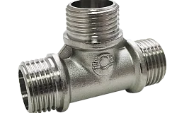 Тройник латунь никель Ду 15 (1/2") НР/НР/НР Valfex VF.131.N.012, DN 15, 1/2 дюйма
