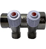 Коллектор лат нк 1" ВР/НР на 2 вых 1/2" НР с регул клап Пензапромарматура 00432013