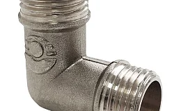 Угольник латунь никель Ду 25 (1") НР/НР Valfex VF.093.N.100, DN 25, 1 дюйм