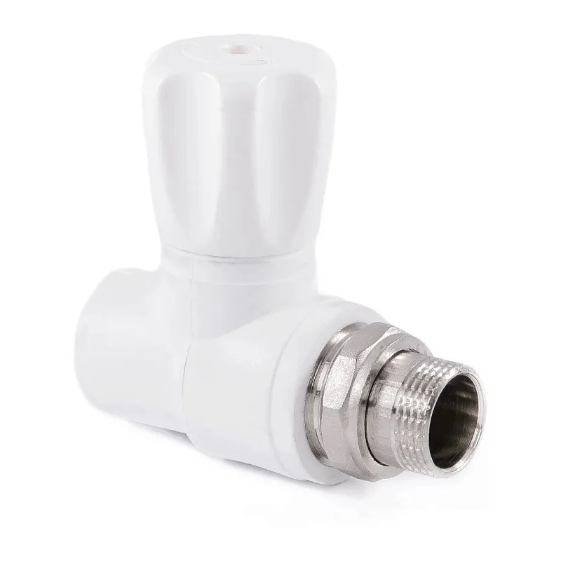 Клапан (вентиль) PP-R запорный белый НР Дн 20x1/2" Ру25 прямой для радиатора RTP (РосТурПласт) 10531