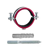 Хомут трубный сталь оц с резин прокл 1 1/4" (Дн 39-46) ±2мм М8 в/к винт-шуруп, дюбель (1 шт.) МС