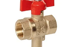 Кран шаровой для термодатчика латунь Стандарт 234 Ду15 Ру40 ВР полнопроходной бабочка ГАЛЛОП 0107288, DN 15, 1/2 дюйма