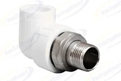 Угольник PP-R комбинированный разъемный белый НР Дн 25x3/4" для радиатора RTP (РосТурПласт) 14627