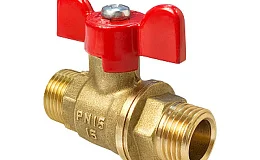 Кран шаровой латунь 11Б27фт1М Ду15 Ру40 НР/НР бабочка VALFEX VF.219.LB1.012.N/P59, DN 15, 1/2 дюйма