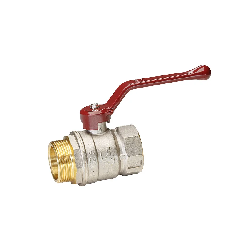 Кран шаровой латунный никель Temper Ду 32 (1.1/4”) PN25, ВН/НР, рычаг 8832ВНР11425, DN 32