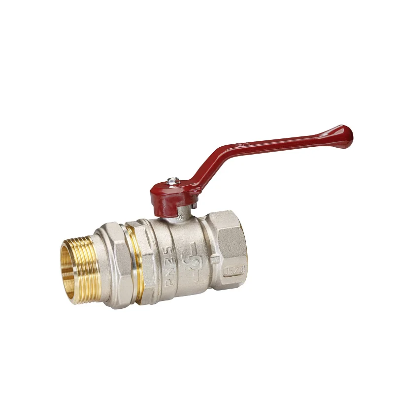 Кран шаровой латунный никель Temper Ду 32 (1 1/4”) PN25, ВР/НР американка, рычаг 8832ВАР11425, DN 32