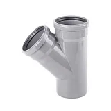 Тройник PP-H серый Дн 32х32х45гр б/нап в/к VALFEX 22032032