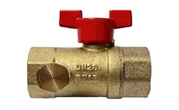 Кран шаровой латунь со спускником Ду 20 Ру16 ВР G3/4" бабочка Пензапромарматура 01921011, DN 20, 3/4 дюйма