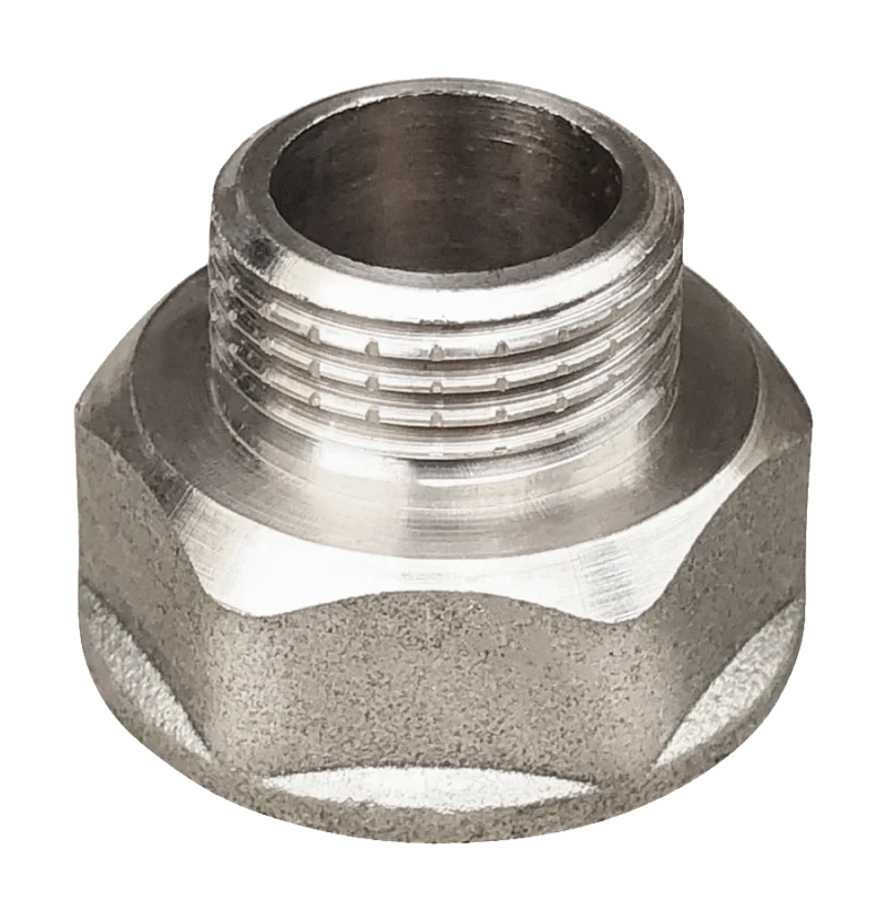 Переход латунь никель Ду 10х8 (3/8"х1/4") ВР/НР Valfex VF.592.N.038.014, DN 10