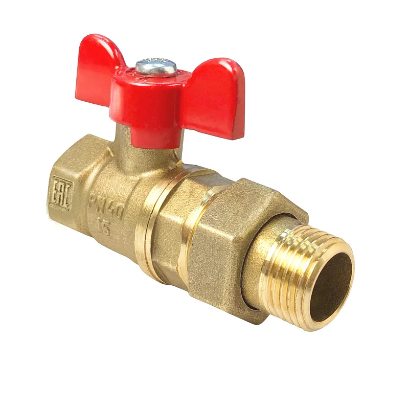 Кран шаровой латунь 11Б27фт1М Ду32 Ру40 ВР/американка бабочка VALFEX VF.227.LB1.114.N/P59, DN 32