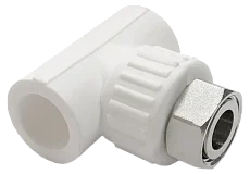 Тройник PP-R комбинированный белый с накидной гайкой Дн 20х3/4" VALFEX 10140120