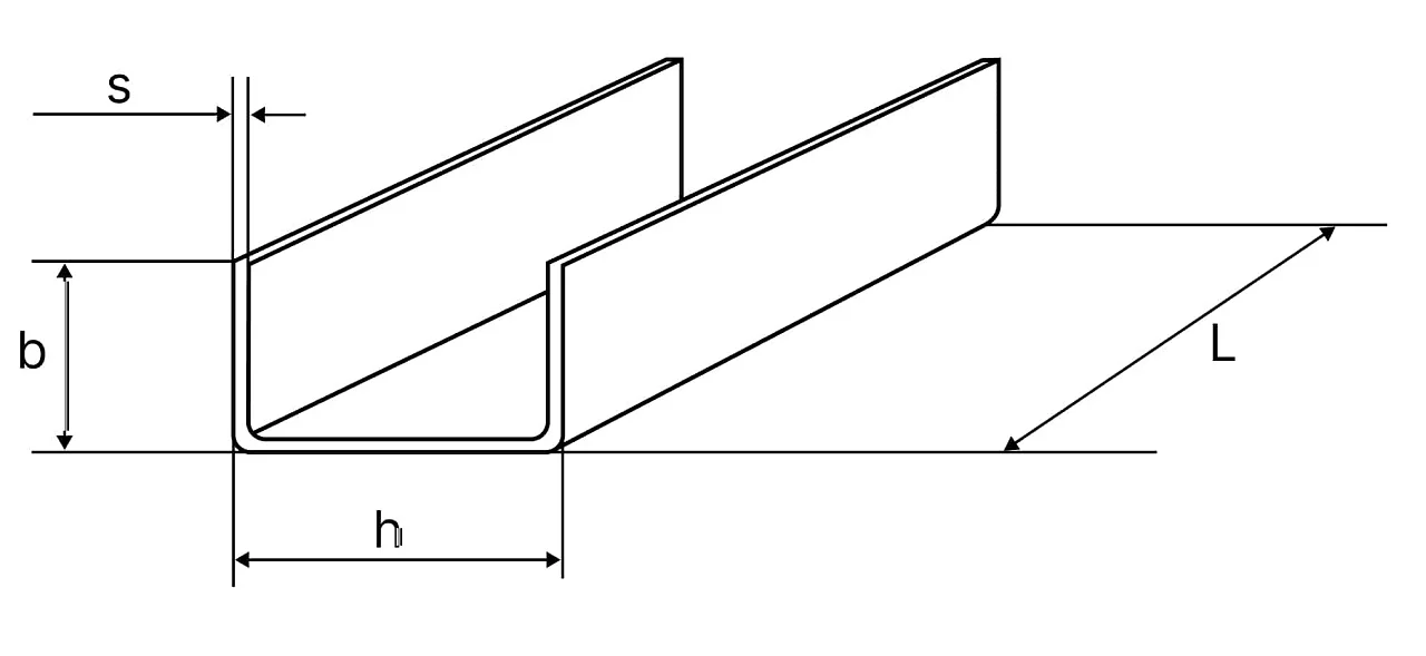 Алюминиевый швеллер с П-образным профилем
