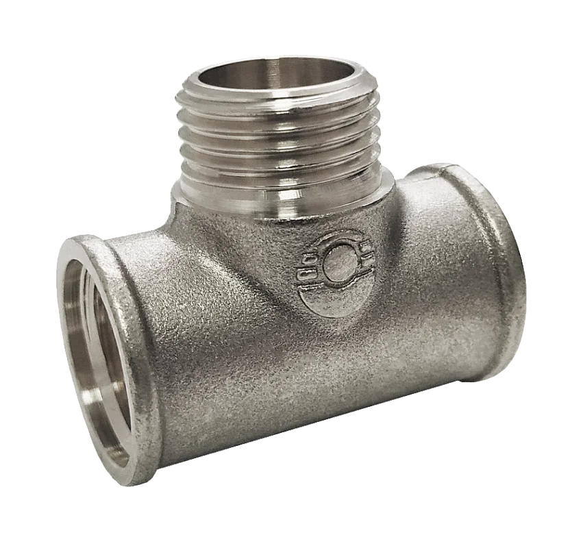 Тройник латунь никель переходной Ду 15 (1/2") ВР/НР/ВР Valfex VF.132.N.012, DN 15, 1/2 дюйма