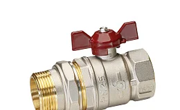 Кран шаровой латунный никель Temper Ду 32 (1 1/4”) PN25, ВН/НР американка, бабочка 8832ВАБ11425, DN 32