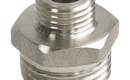 Ниппель латунь никель переходной Ду 10х8 (3/8"х1/4") НР Valfex VF.580.N.038.014, DN 10