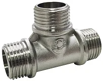 Тройник латунь никель переходной Ду 15х20х20 (1/2"х3/4"х3/4") НР/НР/НР Valfex VF.131.N.034, DN 15, 1/2 дюйма