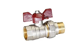 Кран шаровой латунный никель Temper Ду 15 (1/2”) PN40, ВН/НР американка, бабочка 8815ВАБ1240, DN 15, 1/2 дюйма